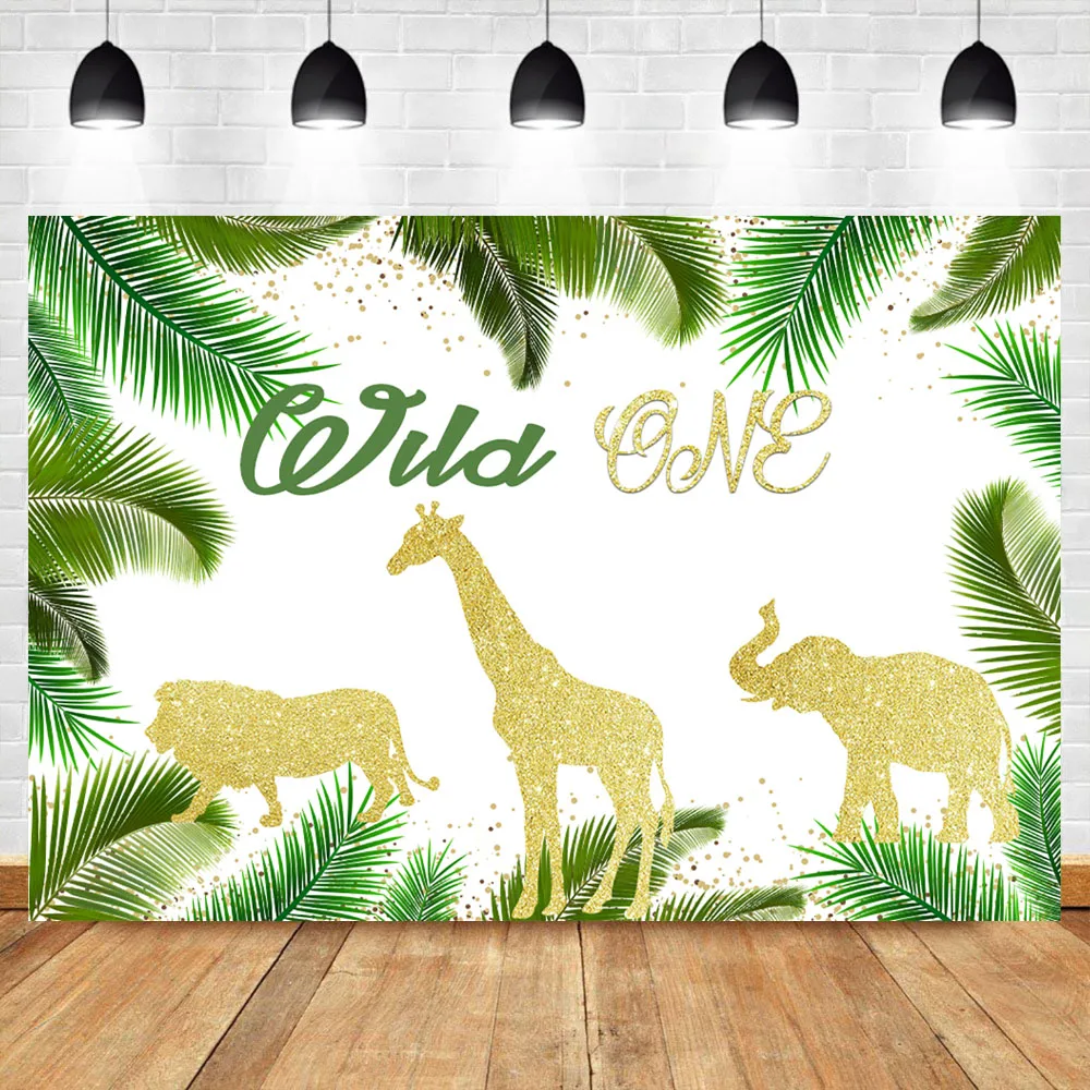 

NeoBack Wild One Backdrop Jungle Baby Shower First Birthday Photography Background Safari Animal Party Banner Photo Background