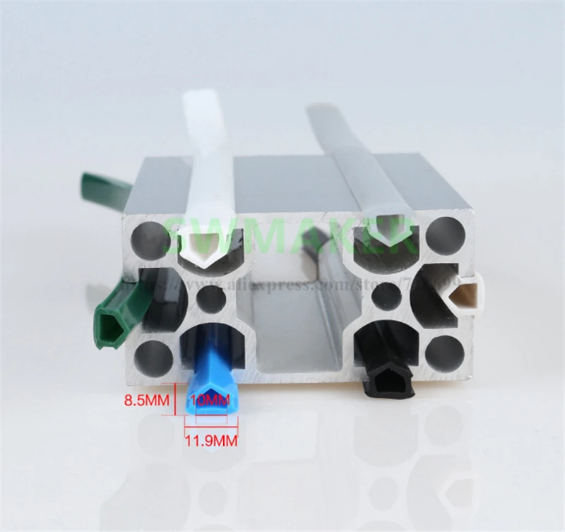 Extrusão de Impressora 3d Perfil de Alumínio Selo Plano Perfil eu Slot Cover Soft Painel 10 m mm mm 10 mm 20 Series 30 Series 40 Series Série 45 Série 50 Série 60 - Imagem 4