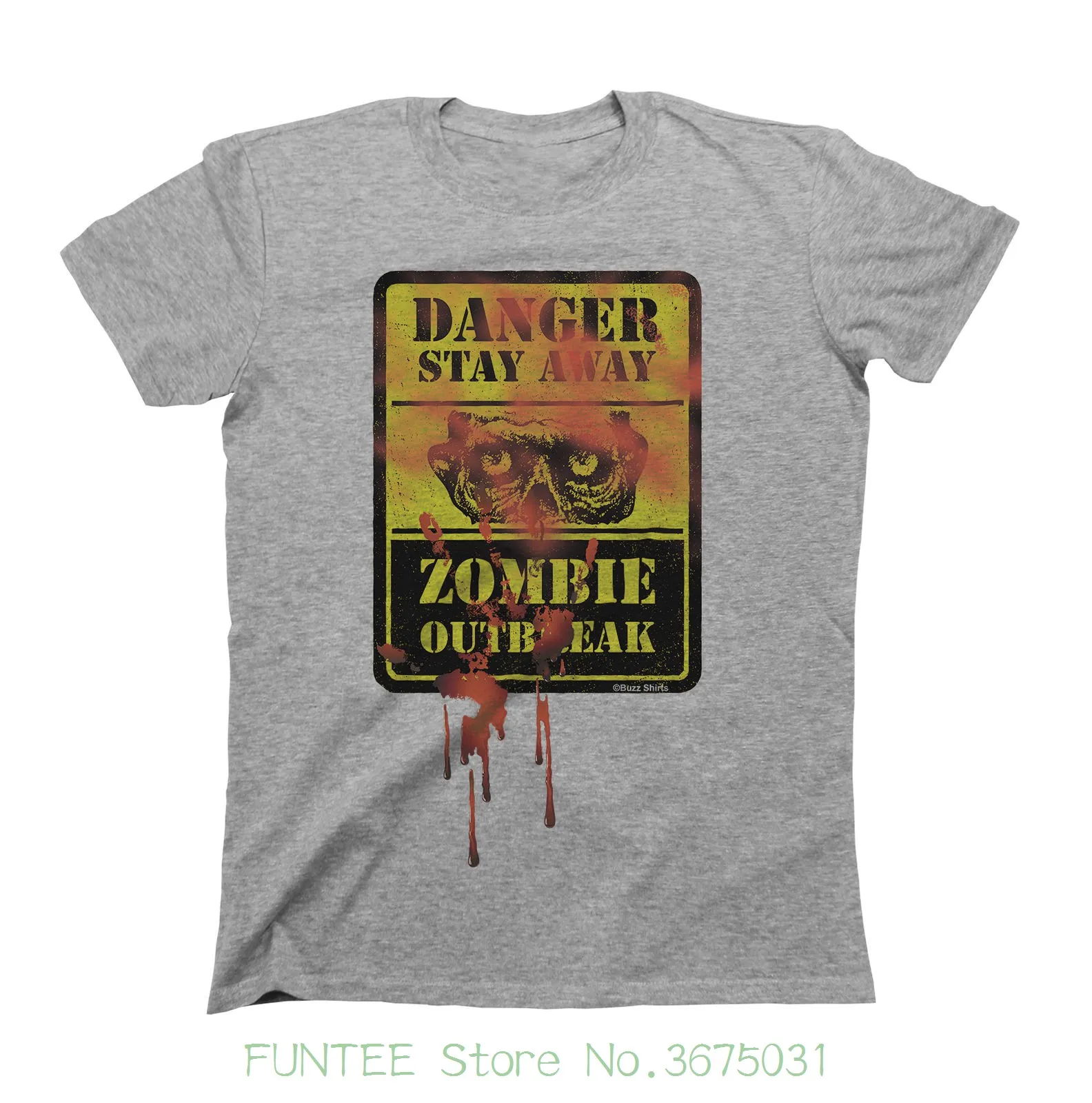 Short Sleeves Cotton Free Shipping Danger Stay Away Zombie Outbreak T