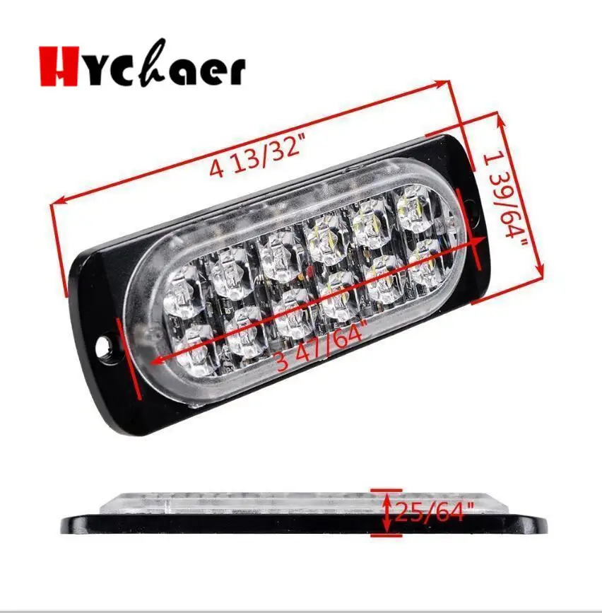 

36W High Power 12LED Car Truck Pickup Emergency Ultra-thin 12V 24V Side Strobe Warning Flashing light lamp car styling Newest