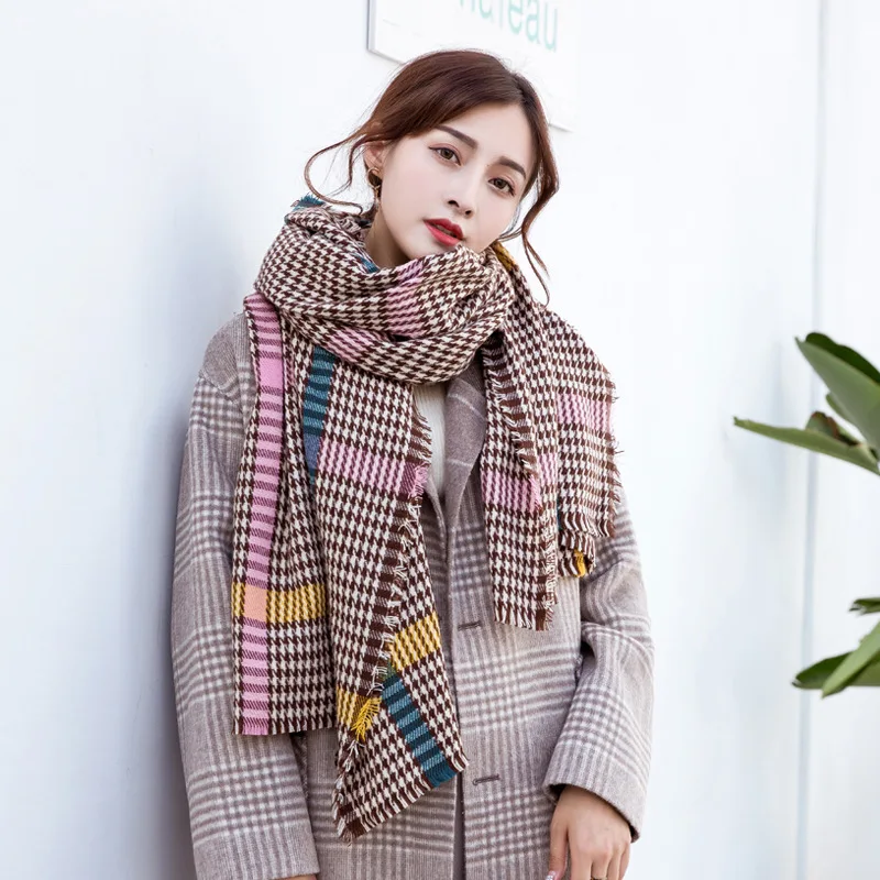 

[Lakysilk]New Designer Scarf for Women Winter Fashion Cashmere Scarves Plaid Soft Hijab Scarf Shawls Girls Large Bandana Woman