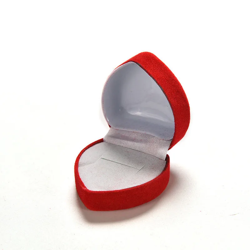 Красная бархатная коробка для обручальных колец в форме сердца, Подарочный органайзер, коробка для ювелирных украшений, складной чехол для хранения, 4*4*2,5 см