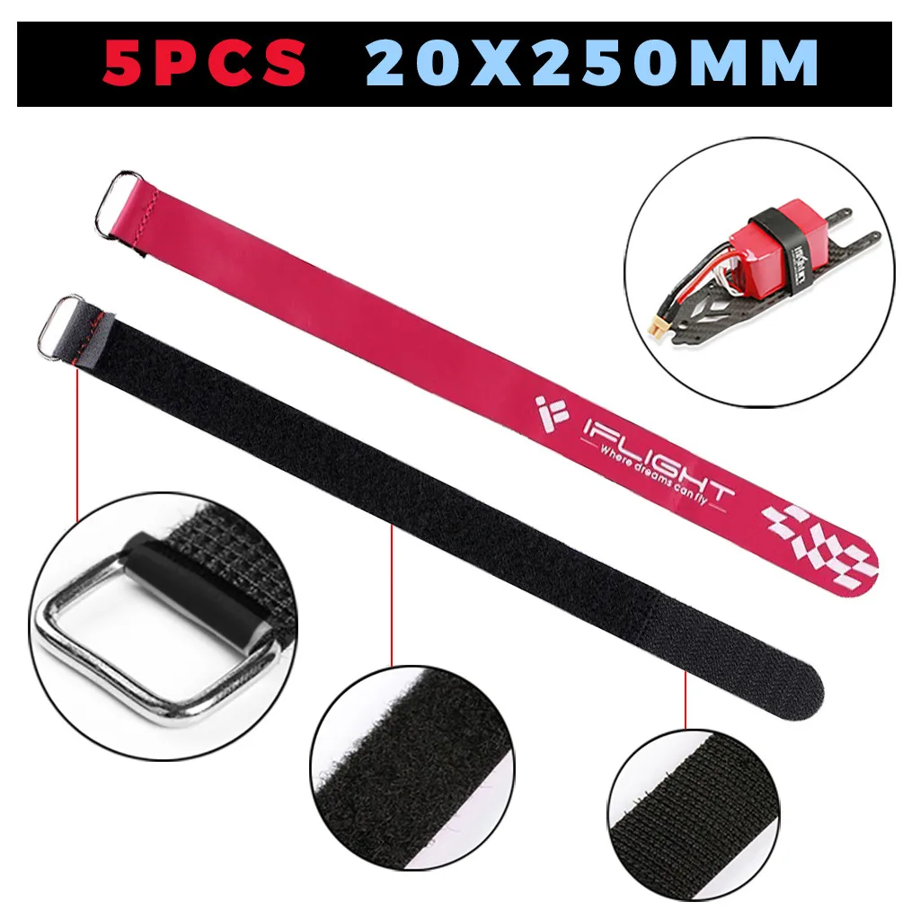 

5PCS 20x250mm iFlight Lipo Battery Strap Buckle For FPV Racing Drone Spare Part High Quality Drone Accessories RC Parts
