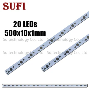 

10pcs 20LEDs 500mm Rectangle Aluminum Base Plate support 20 Pcs 1W 3W 5W to Soldering In The Lamp Panel For DIY Aquarium Light