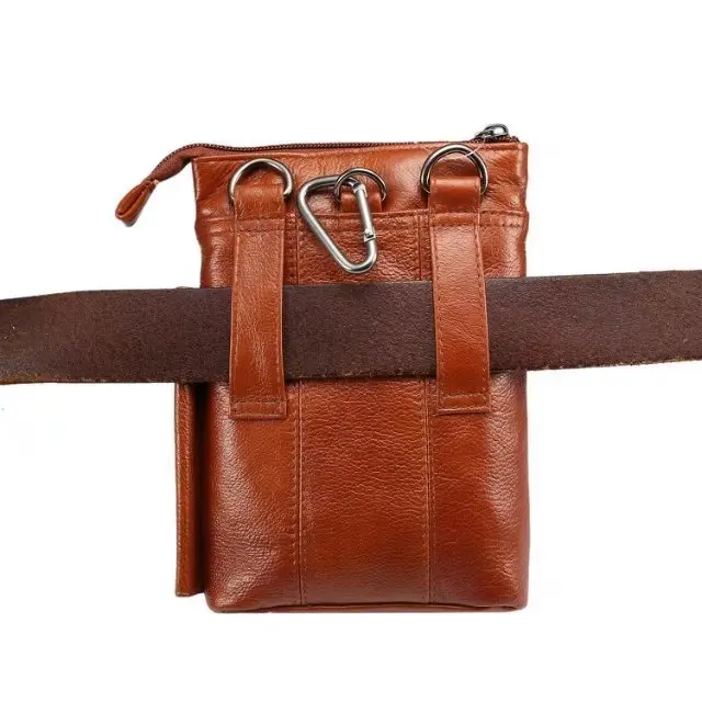 Genuine Leather With Belt Shoulder Bag Holster Zipper Pouch Hook Loop Cover Phone Case For Huawei P6 P7 P8 P9 P10 Lite Plus P20
