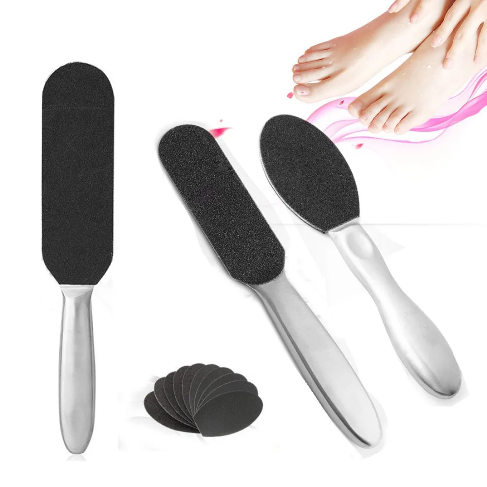 Double sided Pedicure Foot File +10Pcs Sanding Paper Rasp Callus Dead