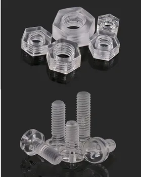 

200Sets M3x25 clear screw+200pcs M3 nutClear PMMA Plastic Bolt Nylon Philips Cross Round Pan Head Transparent Acrylic Screw bolt