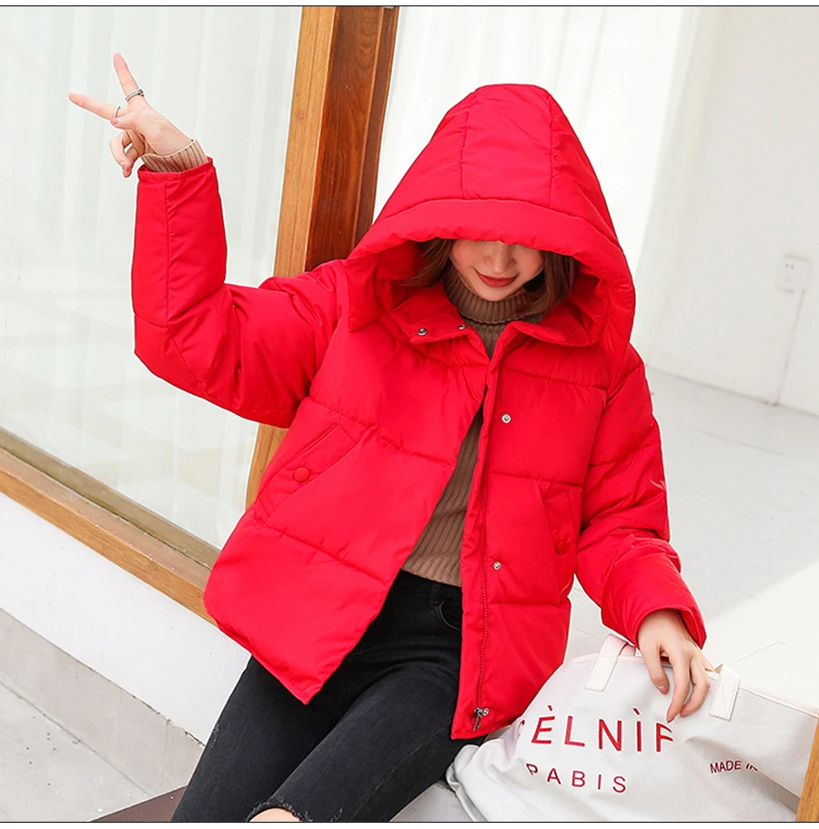 Hot Sale Winter Cotton Jacket Female Thicken Snow Lichens New Harajuku Short Sweet Down Cotton Coat Women Warm Loose Parkas