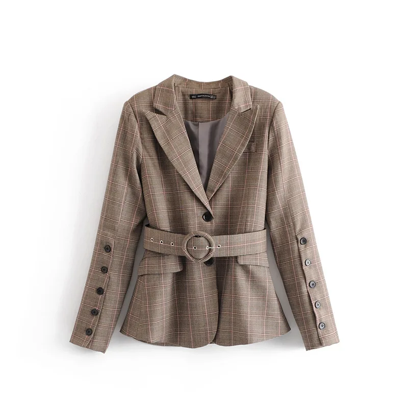 

2019 spring and autumn new Korean version of the plaid suit jacket female casual slim temperament women long-sleeved short jacke