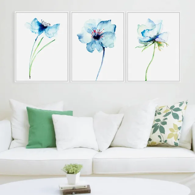 Watercolor Minimalist Orchid Flower Posters Prints Garden Floral