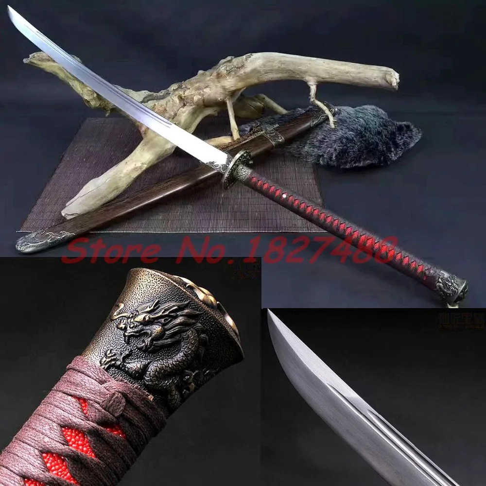 117CM* Chinese Tradition KungFu Fighting Long Knife Full Tang High Carbon Steel Blade Sharp Cut