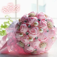 Новые роскошные хрустальные жемчужины романтические шелковые ленты искусственные имитирующие Розы Свадебные цветы букет свадебные букеты