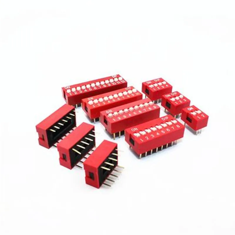 

10pcs Slide Type Switch Module 1 2 3 4 5 6 7 8 Bit 2.54mm Position Way DIP Red Pitch Toggle Switch Red Snap Switch