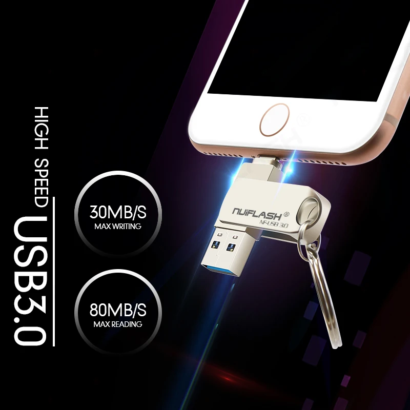 Nuiflash USB флэш-накопитель для iPhone Xs Max X 8 7 6 iPad 16/32/64/128 ГБ флеш-накопитель USB флэш-накопитель "молния" езды на автомобиле