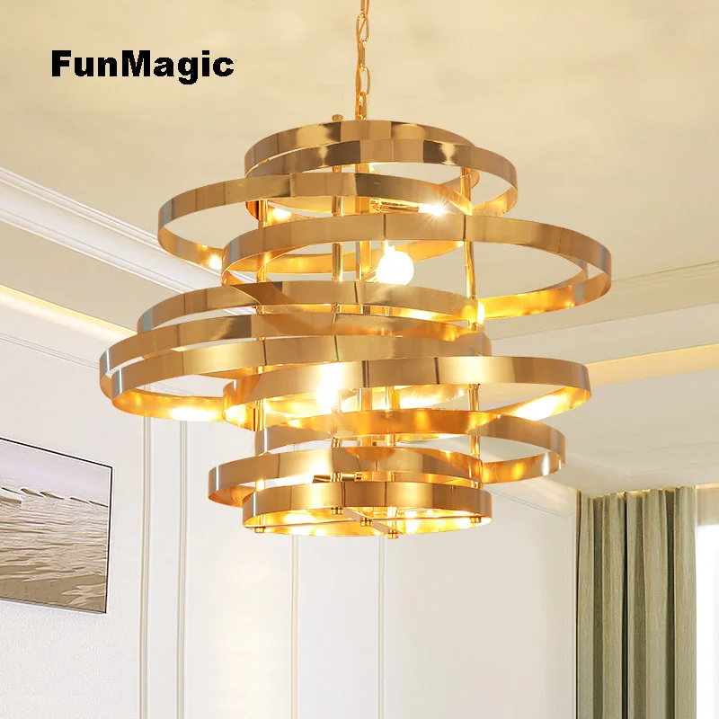 Compare Post-modern Tornado Chain Pendant Light Restaurant Living Room Fixture Dining Room Lighting Hanging Lamp Golden Indoor Droplight