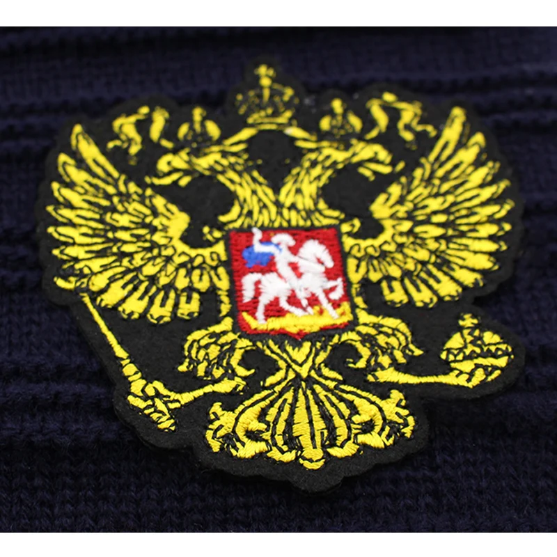 Зимняя вязанная шапка герб России Skullies Beanies Зимние головные ...