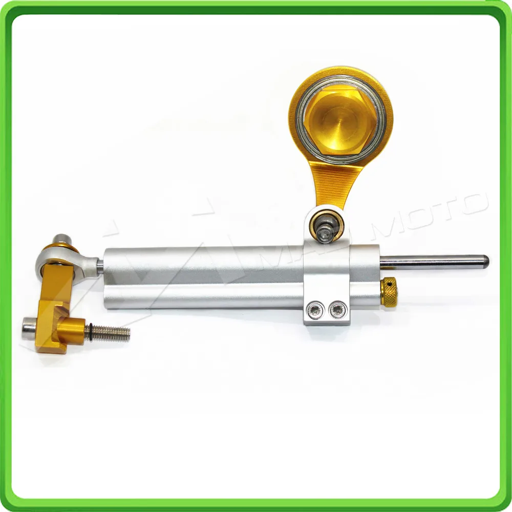 For Yamaha R6 YZF-R6 2006 2007 2008 2009 2010 2011 2012 2013 2014 2015 2016 2017 Steering Damper & Bracket Mount Kit Silver&Gold (14)