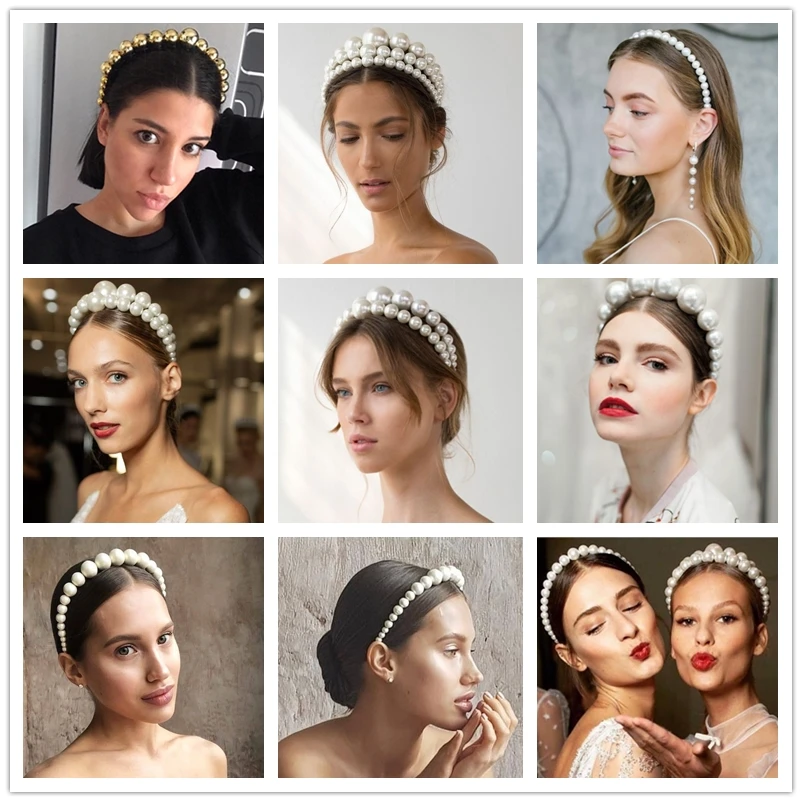 

2019 New Brand Design Simulated Pearls Headbands for Women Trendy Hair Jewelry Head Wear Variety Styles Wedding Hairbands