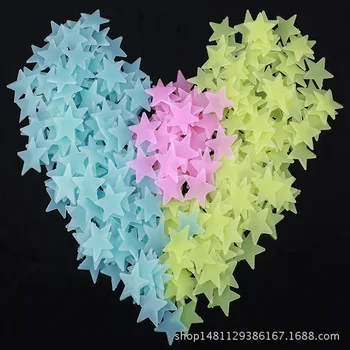 

40pcs 3D Luminous Star Wall Sticker Fluorescent Kids Bedroom Ceiling Home Dark hollow Star Wall Stickers Festive Decor