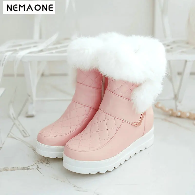 

brand shoes Winter Boots Warm Wool Snow Boots Women Shoes 2019 plus size Wedges Non-slip Women Boots large size 42 43