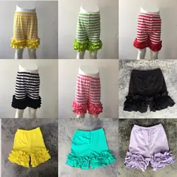 Горячая Распродажа, разноцветные стильные хлопковые трикотажные шорты для маленьких девочек, украшение с рюшами