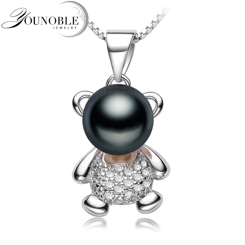 Freshwater Pearl Pendant Necklace 925 Silver Women Real Black Natural Pearl Pendants Jewelry Daughter Birthday Best