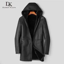 Мужская куртка из натуральной кожи, овчина, зимнее теплое шерстяное пальто, черная овчина, верхняя одежда, дизайнерский бренд, толстая меховая e8-11