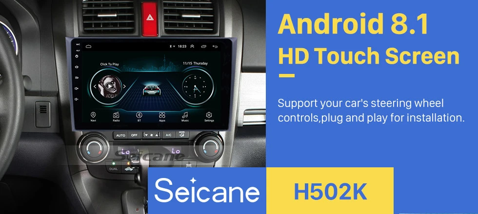 Seicane 9 дюймов HD тачскрин радио Android 8,1 головное устройство для 2006-2011 Honda CRV Стерео gps навигация Bluetooth wifi SWC