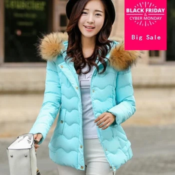 

Fur collar Hooded Autumn Winter Jacket Women 2020 New Fashion Thicking Ladies Coats Slim Cotton Padded Down Outwear F2872