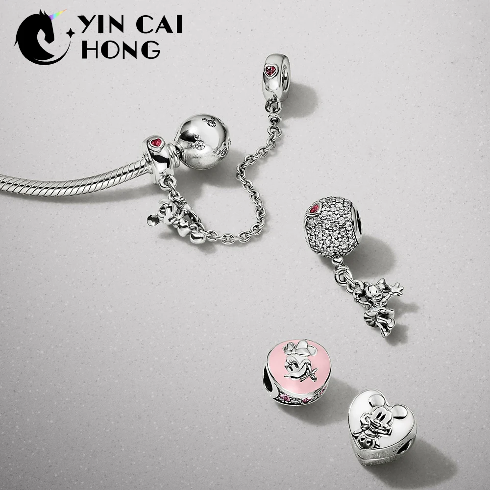 

YCH 100% 925 Sterling Silver 1:1 Hot Air Balloon FLOATING CHARM VINTAGE CLIP CLIMBING SAFETY CHAIN MOMENTS Bracelet Gift Set