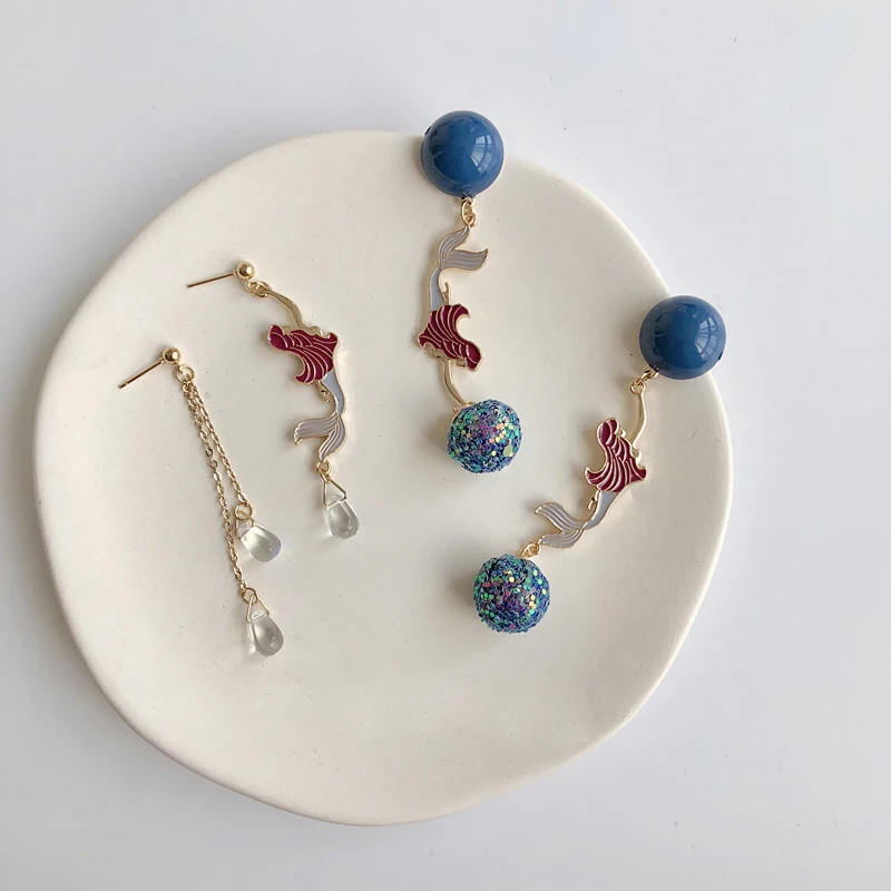 

Dreamlike Mermaid Dangle Earrings For Women 2019 Original Vintage Korean Sequins Ball Long Drop Earrings Jewelry Earrings