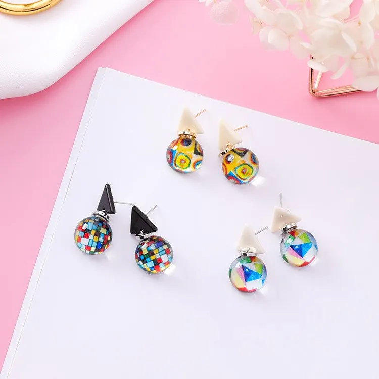 

2019 Personality small mosaic hemisphere acrylic triangle earrings Crystal from Swarovski Wild For Women and female Party