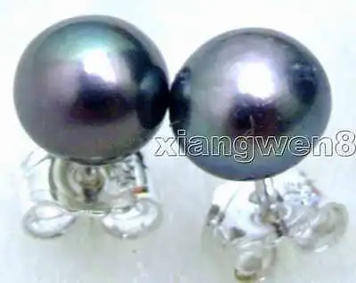 

Free Shipping >>>> new hot SALE small 6-7mm Black High Quality Freshwater Flat Pearl Stud Earring