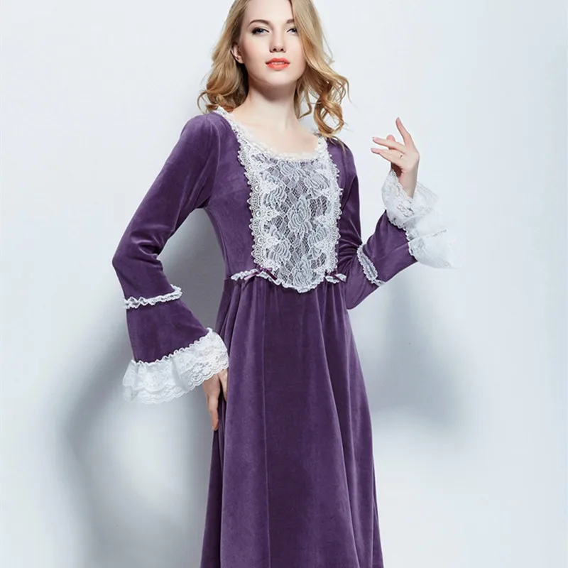 Ночная рубашка женская зимняя бархатная|sleepwear nightgown|nightgowns womenwomens nightgown sleepwear |