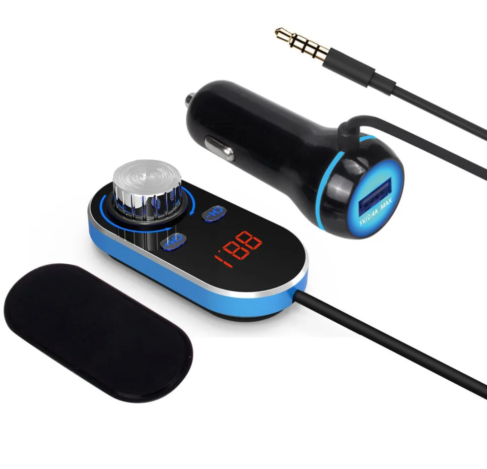 FM Audio Transmitter Car Kit With 3.5mm Input and Car Charger In Car