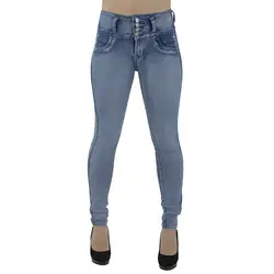 Женские, с высокой талией узкие джинсовые стрейч узкие брюки до середины икры Длина женский мама джинсы Mujer синий рваные мотобрюки для