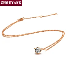 

ZYN388 Simple Style One Crystal Necklace 18K Rose Gold Plated Fashion Jewellery Nickel Free Pendant Crystal