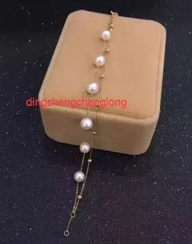 

free shipping >>>>noble jewelry Natural 7-8mm Akoya pearl bracelet 18k