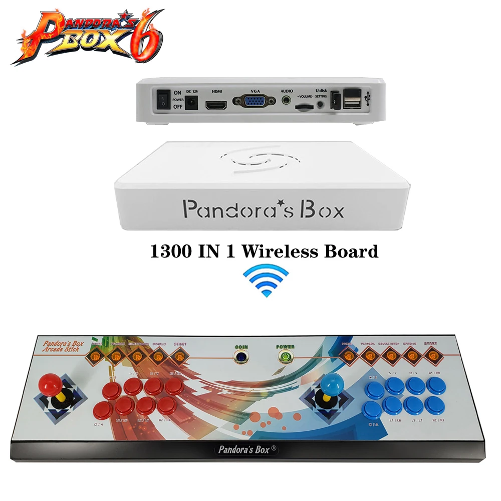

Double arcade games console using a Pandora's box of 6, multi game 1300 in 1