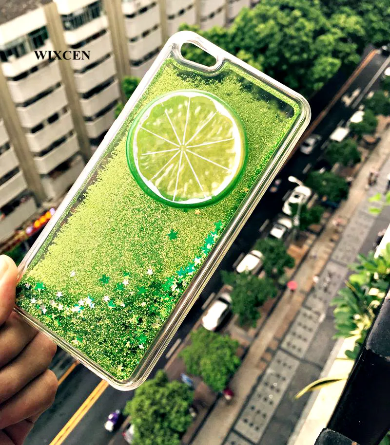Wixcen Summer Fresh Fruit Green Lemon Quicksand Case For Iphone 7 7plus 