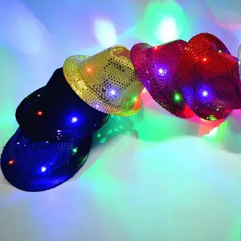 

Led Flash Sequins hat Adults children Hip-Hop Light Up Jazz Cap Hats Dance Club Event Party Festive Birthday stage perform props