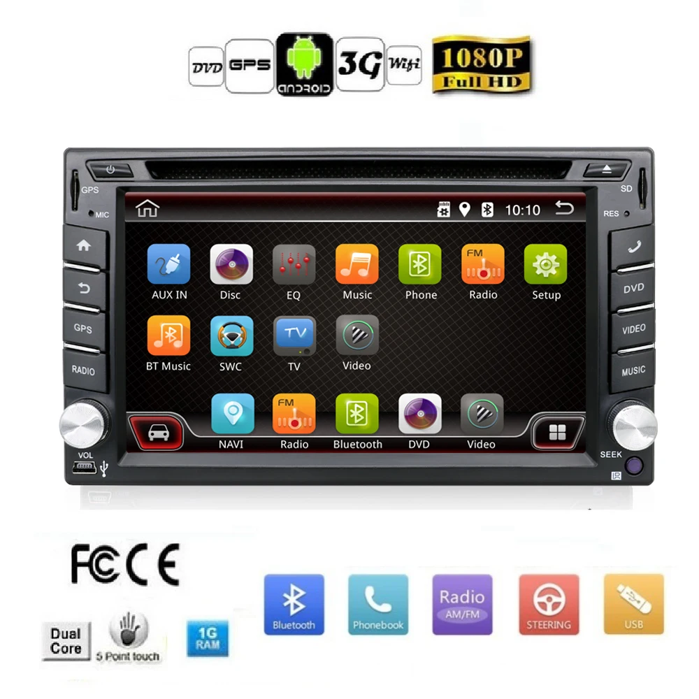 Auto map 2 Din Pure Android 4 4 Car DVD Player Navigation Stereo Radio GPS WiFi