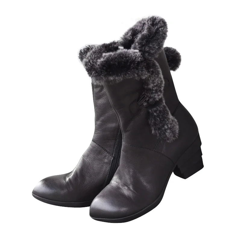Mi Noir Femmes Cuir En Velours D'hiver Claf Talon Bottes Épais L'intérieur Xiangban À Black Marque Chaussures Femelle Haute AwvFIq8