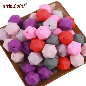 

TYRY.HU Silicone Beads 10pc Food Grade Silicone Icosahedron 14mm Nursing Silicone Teething Bead In Baby Teethers Necklace DIY