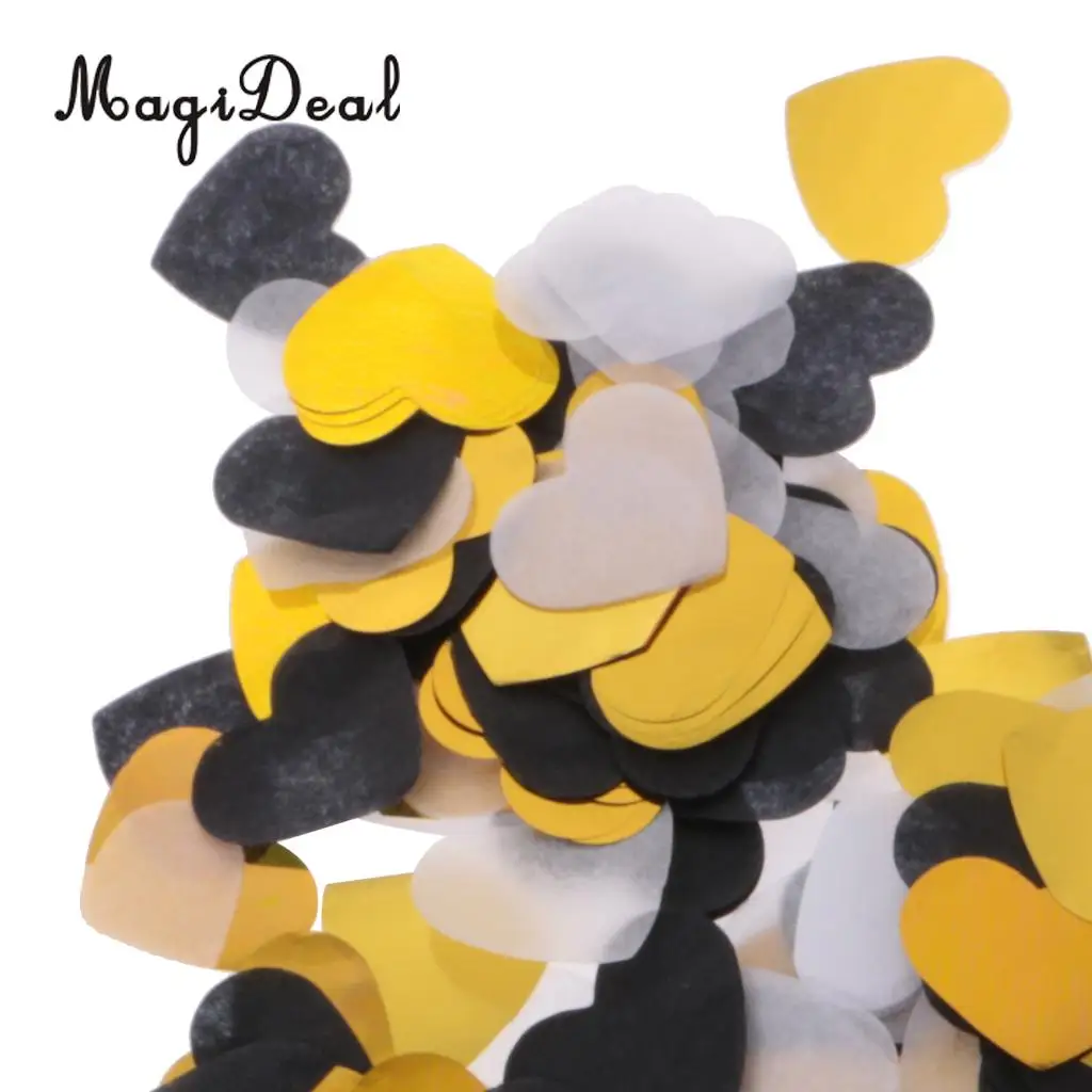 MagiDeal Novelty 1400Pieces Wedding Paper Confetti Table Gold Heart Throwing Craft for Birthday Baby Shower Valentines Day Decor