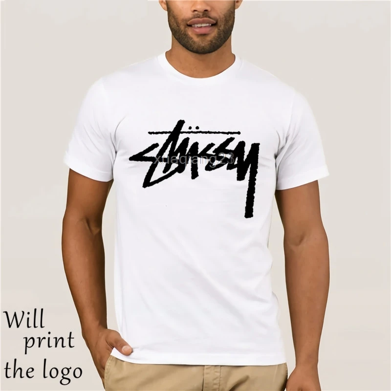 

White Black Stock Logo Graphic T-Shirt Short Sleeve Mens Medium