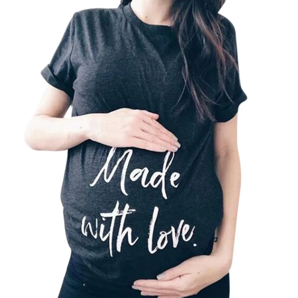 pregnancy tshirt Women Short Sleeve Pregnant Maternity Nursing Letter Print T-Shirt Tops ropa maternal6.33gg