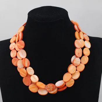 

2016 New Fabulous Orange Disk Shell Necklace Romantic Wedding Bridal Jewelry, Birthday Necklace, Hot Sale Free Shipping SP030
