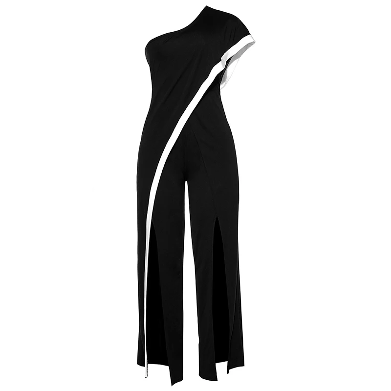 

Summer Women Jumpsuits Fashion Women Irregular One-shoulder Playsuits Sexy Sleeveless Black Holiday Party Romper Hot Sale