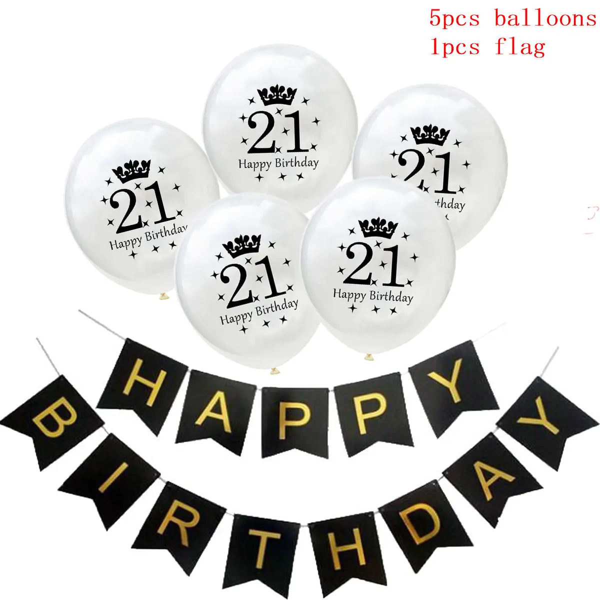 6pcs 12 inch 21st Sequins Transparent Balloons Black Birthday Flag Dessert Decorative Balloon Ceremony Layout Party Decoration | Дом и сад